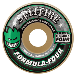 SPITFIRE WHEELS (JEU DE 4) 54MM F4 101D CONICAL GREEN PRINT